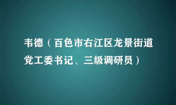 韦德（百色市右江区龙景街道党工委书记、三级调研员）