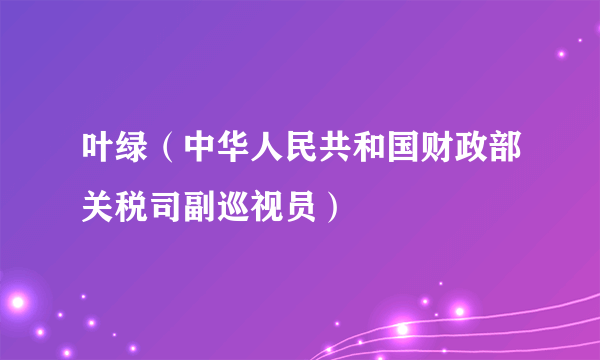 叶绿（中华人民共和国财政部关税司副巡视员）