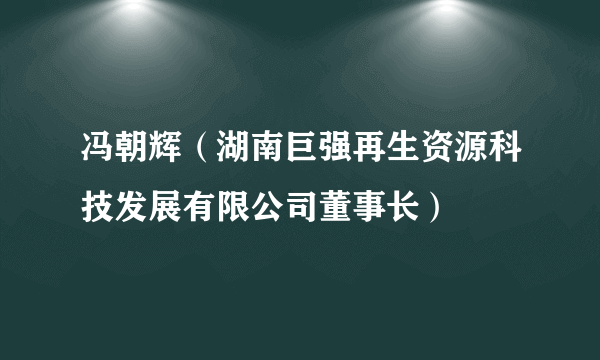 冯朝辉（湖南巨强再生资源科技发展有限公司董事长）