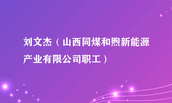 刘文杰（山西同煤和煦新能源产业有限公司职工）