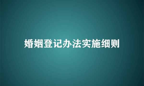 婚姻登记办法实施细则