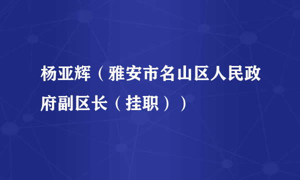 杨亚辉（雅安市名山区人民政府副区长（挂职））