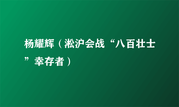 杨耀辉（淞沪会战“八百壮士”幸存者）