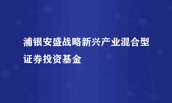 浦银安盛战略新兴产业混合型证券投资基金