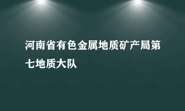 河南省有色金属地质矿产局第七地质大队