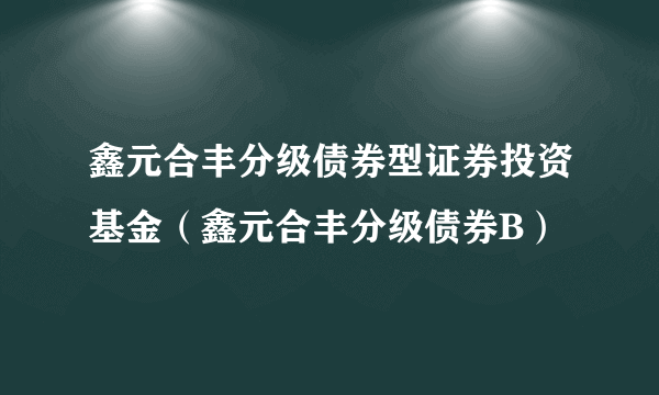 鑫元合丰分级债券型证券投资基金（鑫元合丰分级债券B）