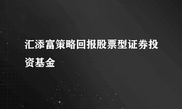 汇添富策略回报股票型证券投资基金