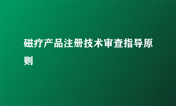 磁疗产品注册技术审查指导原则