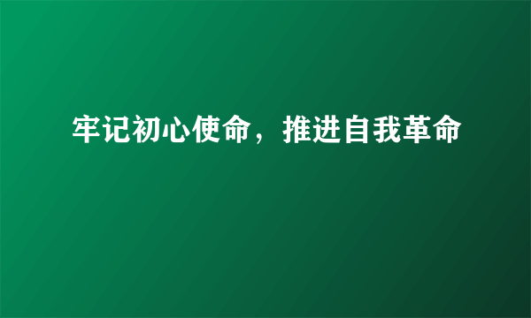 牢记初心使命，推进自我革命