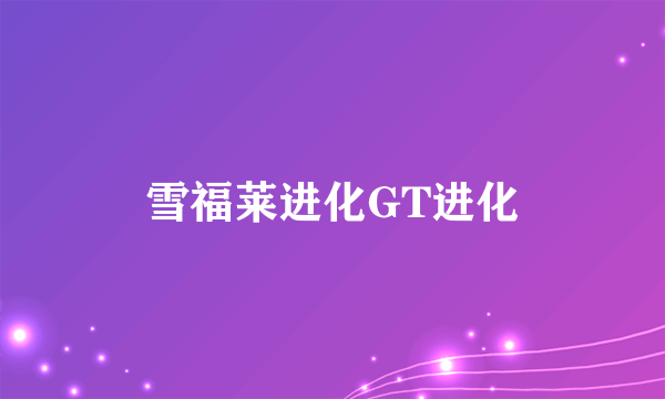 雪福莱进化GT进化