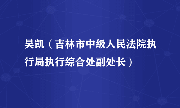 吴凯（吉林市中级人民法院执行局执行综合处副处长）