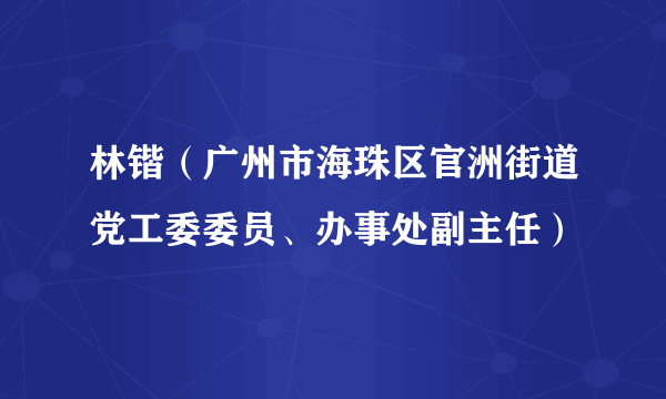 林锴（广州市海珠区官洲街道党工委委员、办事处副主任）