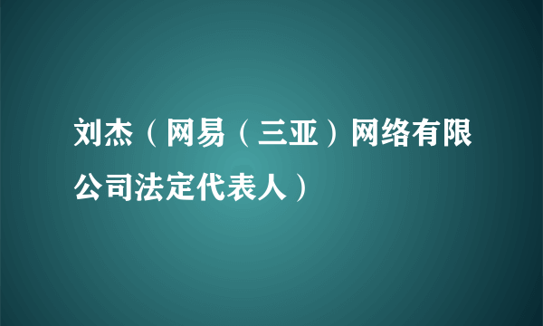 刘杰（网易（三亚）网络有限公司法定代表人）