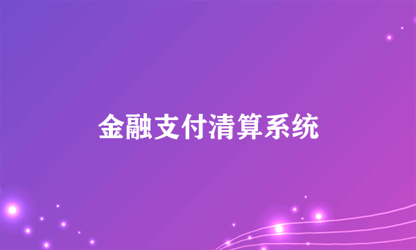 金融支付清算系统