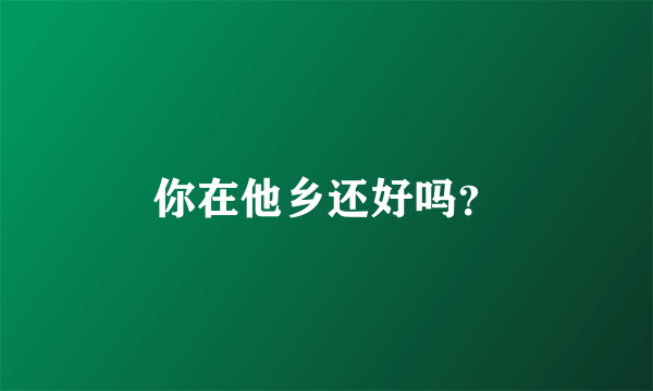 你在他乡还好吗？