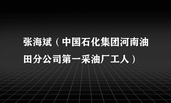 张海斌（中国石化集团河南油田分公司第一采油厂工人）