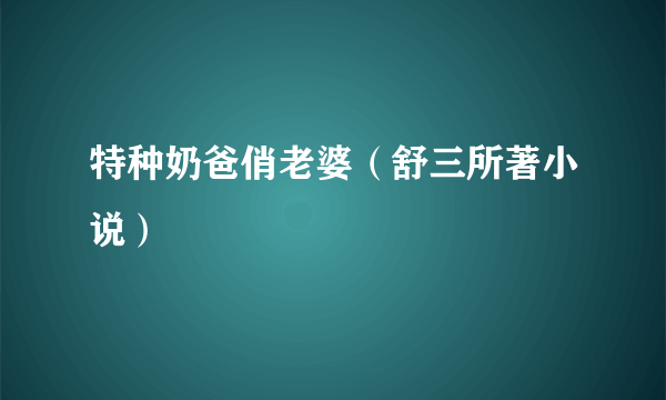 特种奶爸俏老婆（舒三所著小说）