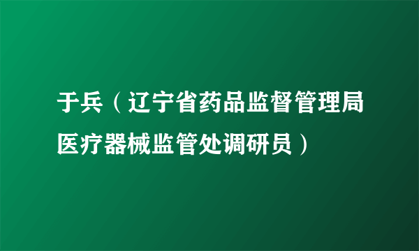 于兵（辽宁省药品监督管理局医疗器械监管处调研员）