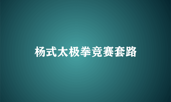 杨式太极拳竞赛套路