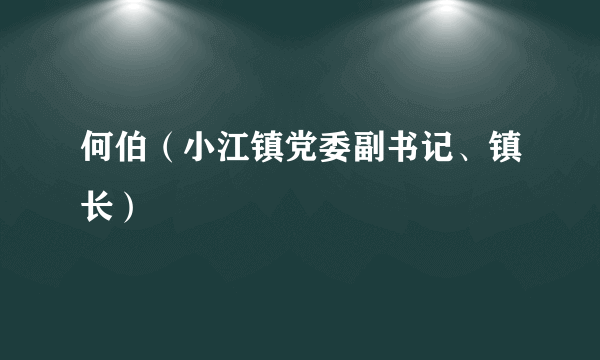 何伯（小江镇党委副书记、镇长）