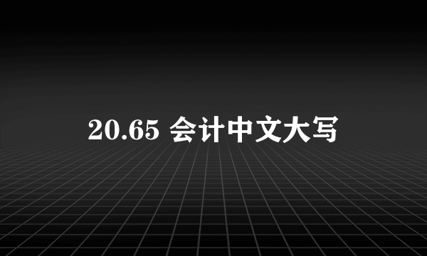 20.65 会计中文大写