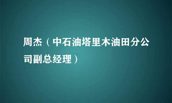 周杰（中石油塔里木油田分公司副总经理）