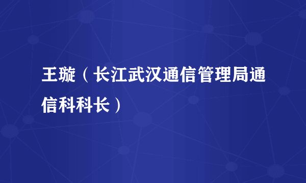 王璇（长江武汉通信管理局通信科科长）