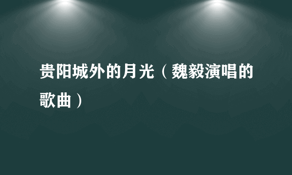 贵阳城外的月光（魏毅演唱的歌曲）