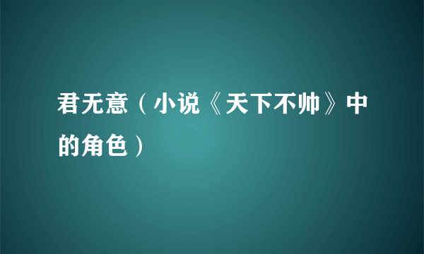 君无意（小说《天下不帅》中的角色）