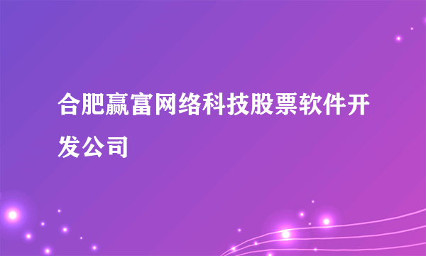 合肥赢富网络科技股票软件开发公司