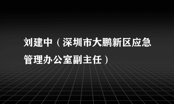 刘建中（深圳市大鹏新区应急管理办公室副主任）