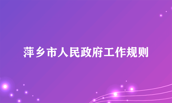 萍乡市人民政府工作规则