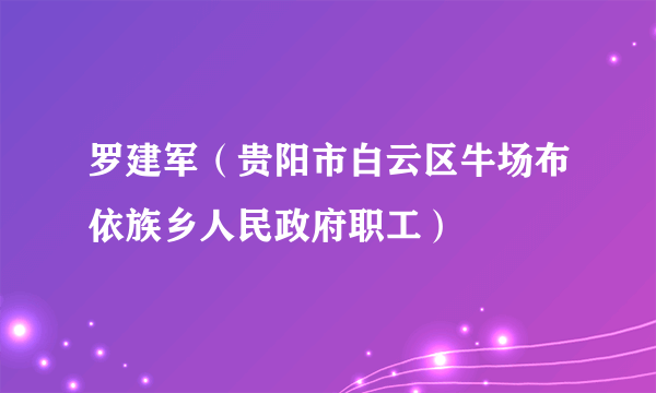 罗建军（贵阳市白云区牛场布依族乡人民政府职工）