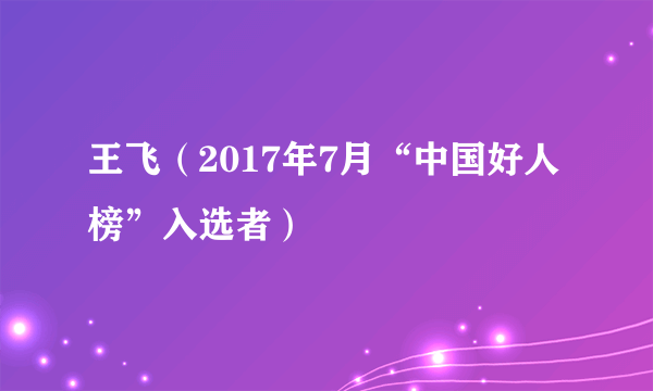 王飞（2017年7月“中国好人榜”入选者）