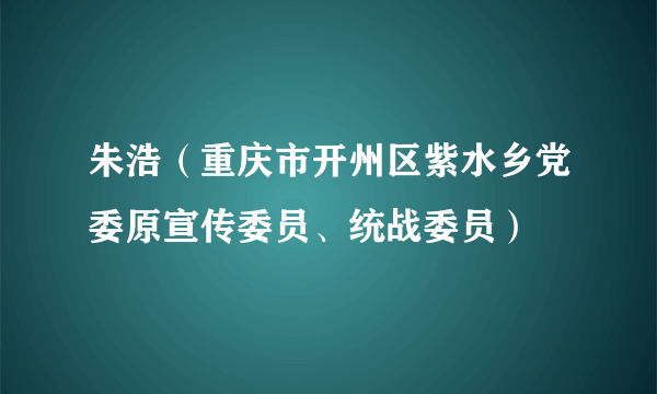 朱浩（重庆市开州区紫水乡党委原宣传委员、统战委员）