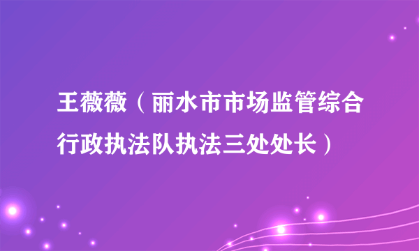 王薇薇（丽水市市场监管综合行政执法队执法三处处长）