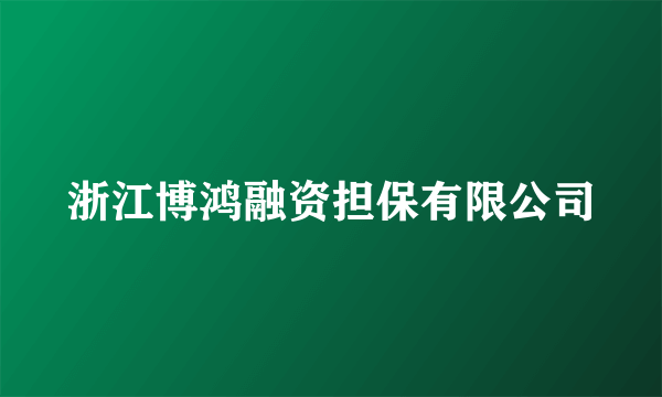 浙江博鸿融资担保有限公司