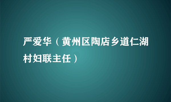 严爱华（黄州区陶店乡道仁湖村妇联主任）