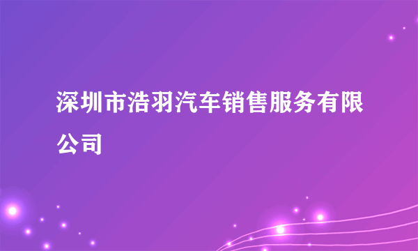 深圳市浩羽汽车销售服务有限公司