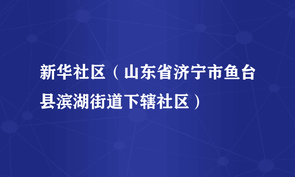 新华社区（山东省济宁市鱼台县滨湖街道下辖社区）