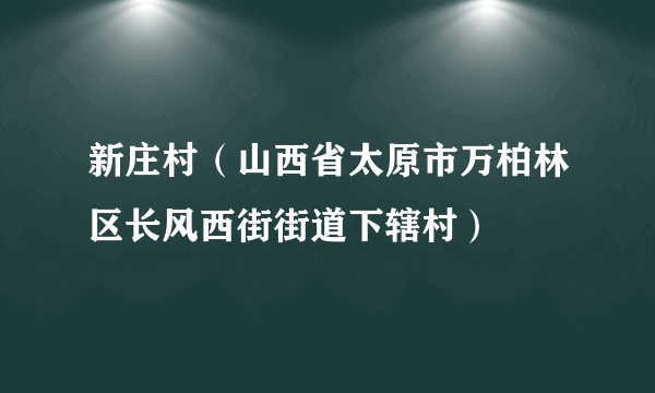 新庄村（山西省太原市万柏林区长风西街街道下辖村）