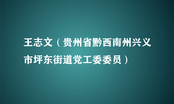 王志文（贵州省黔西南州兴义市坪东街道党工委委员）