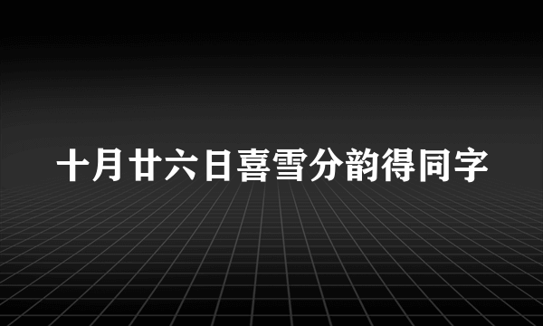 十月廿六日喜雪分韵得同字