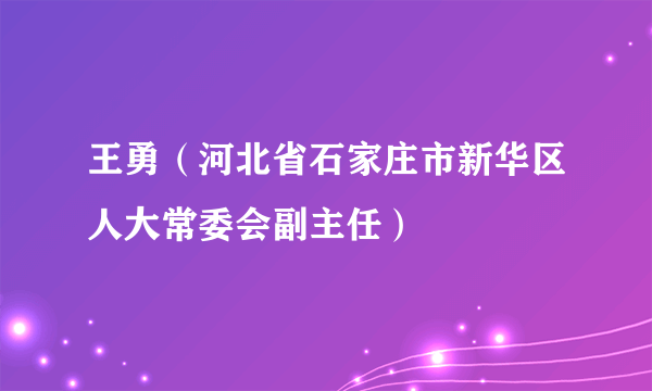 王勇（河北省石家庄市新华区人大常委会副主任）