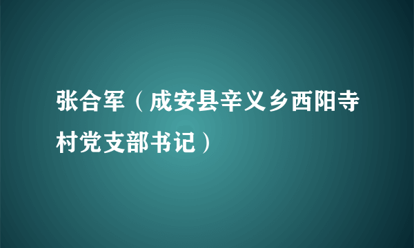 张合军（成安县辛义乡西阳寺村党支部书记）