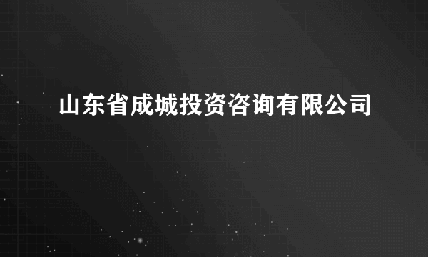 山东省成城投资咨询有限公司