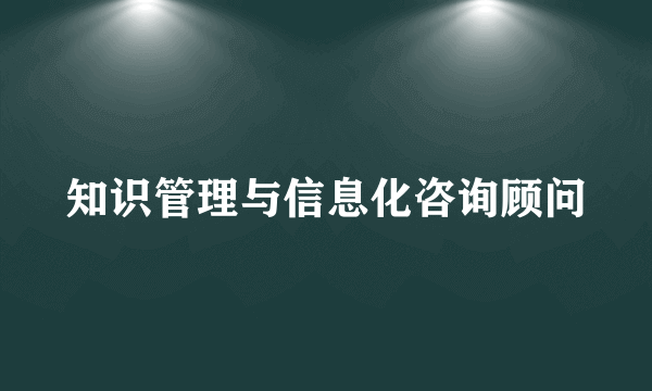 知识管理与信息化咨询顾问