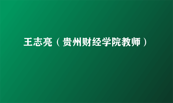 王志亮（贵州财经学院教师）