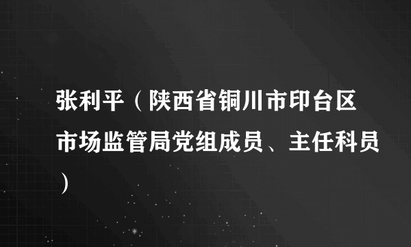 张利平（陕西省铜川市印台区市场监管局党组成员、主任科员）