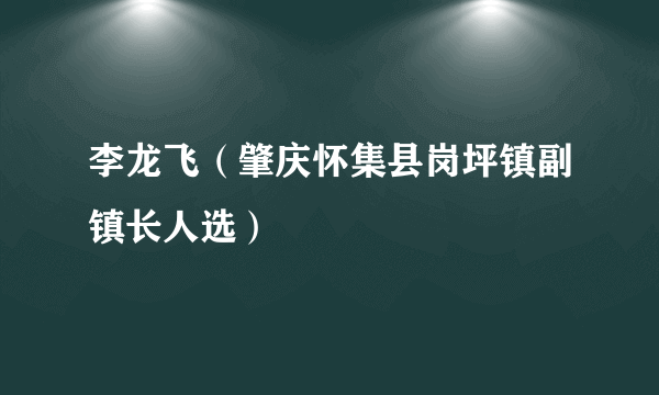 李龙飞（肇庆怀集县岗坪镇副镇长人选）